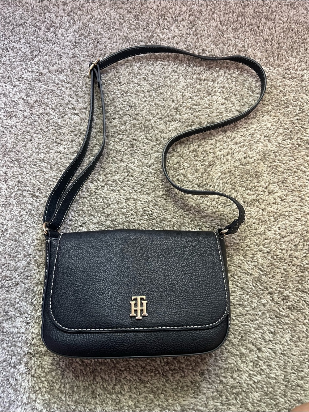 Tommy Hilfiger Black Crossbody with Gold Logo